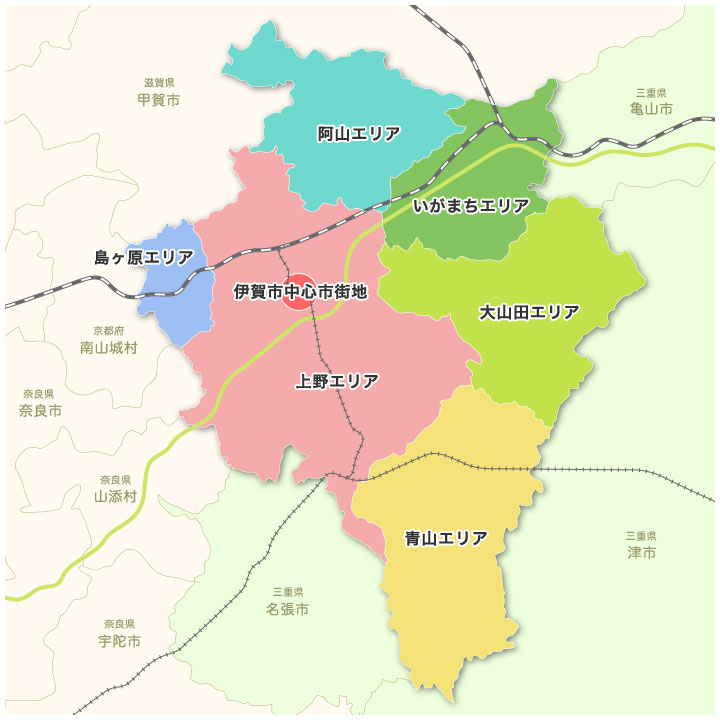 伊賀のエリアマップ